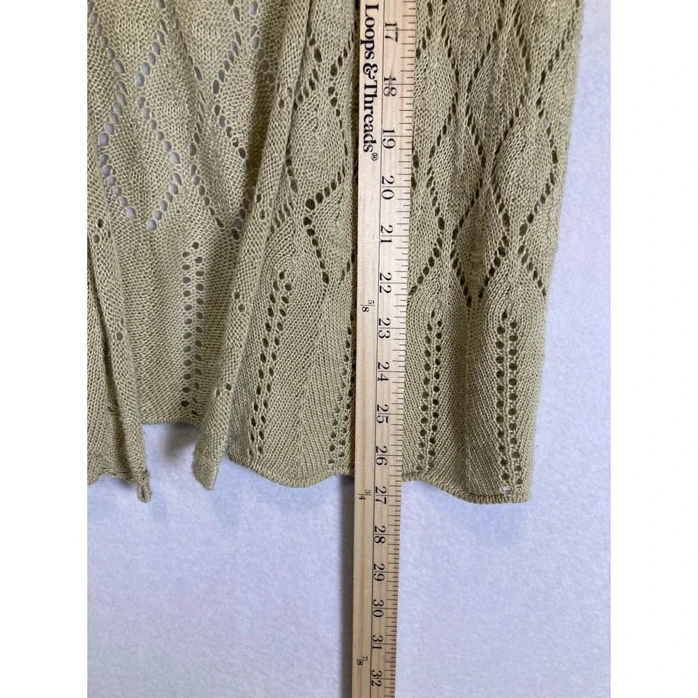 Cottagecore NY‎ Collection Womens PL Sage Diamond Crochet Open Cardigan Sweater